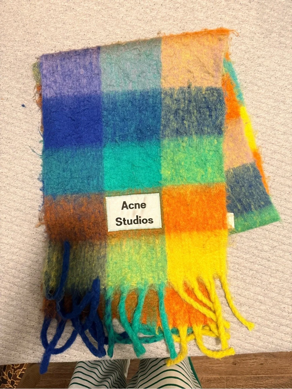 Acne Studios Multicolor Plaid Fringe Scarf